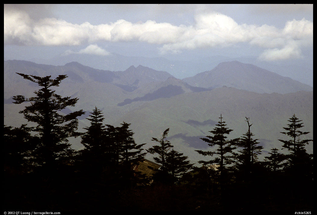 Distant mountains, seen from Jinding Si, morning. Emei Shan, Sichuan, China