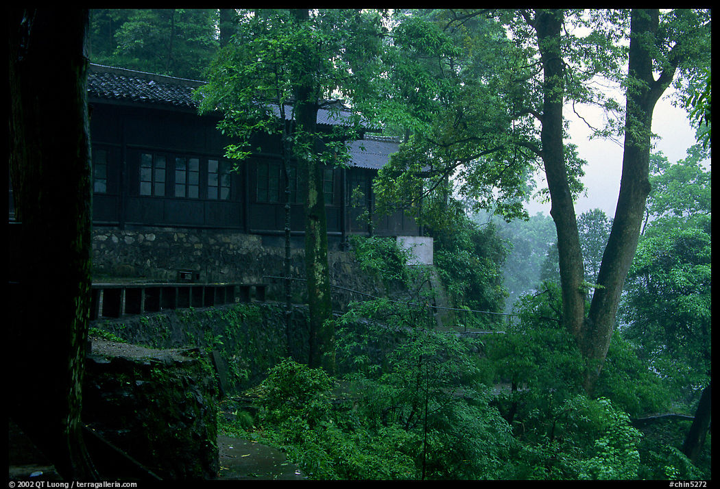 Hongchunping temple, nested in a forested hillside. Emei Shan, Sichuan, China