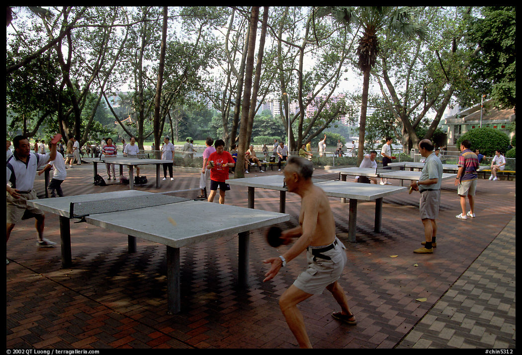 Playing table tennis, Liuha Park. Guangzhou, Guangdong, China