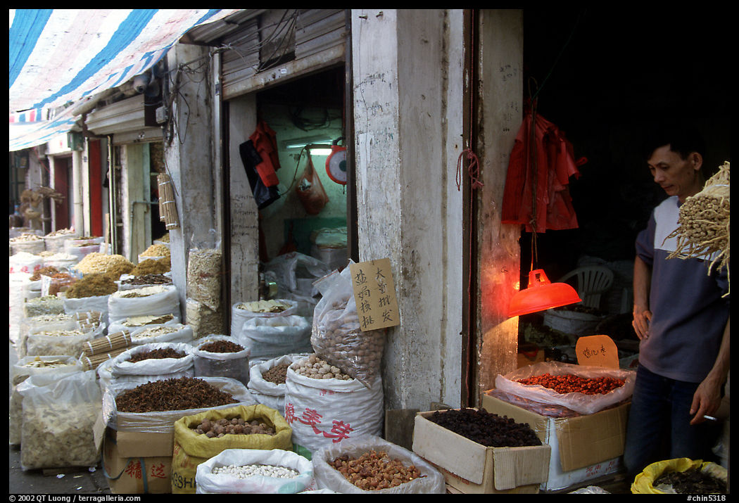Dried food items for sale in the extended Qingping market. Guangzhou, Guangdong, China