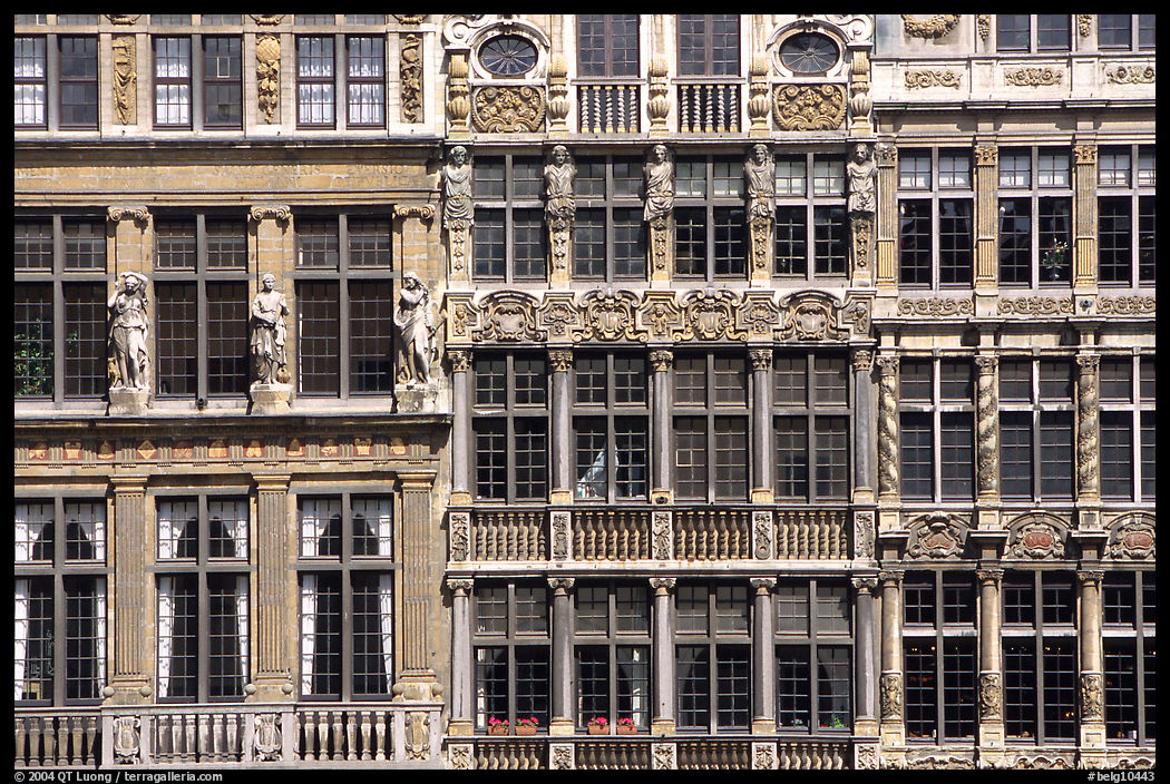 Detail of guild house facades. Brussels, Belgium