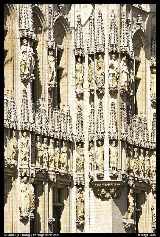 Detail of the gothic town hall. Brussels, Belgium