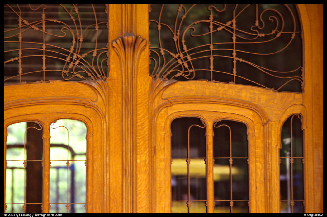 Detail of Art Nouveau door of Hotel Solvay. Brussels, Belgium