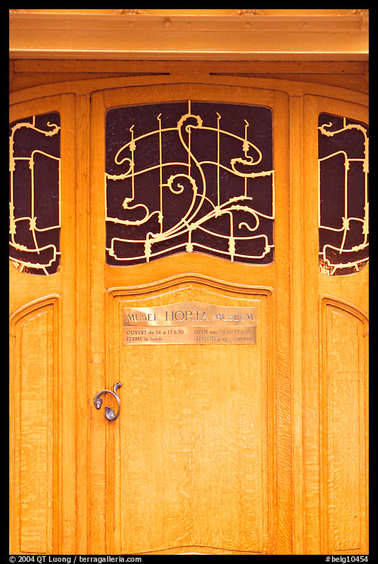 Door of Horta Museum in Art Nouveau style. Brussels, Belgium