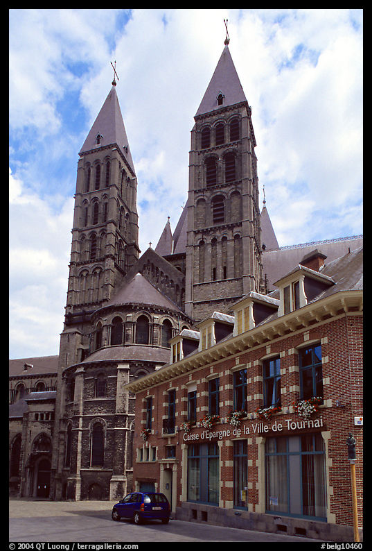 Notre Dame Cathedral, in romanesque style. Tournai, Belgium