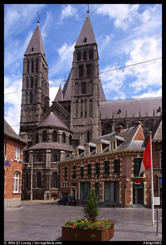 Notre Dame Cathedral, completed in the 12th century. Tournai, Belgium