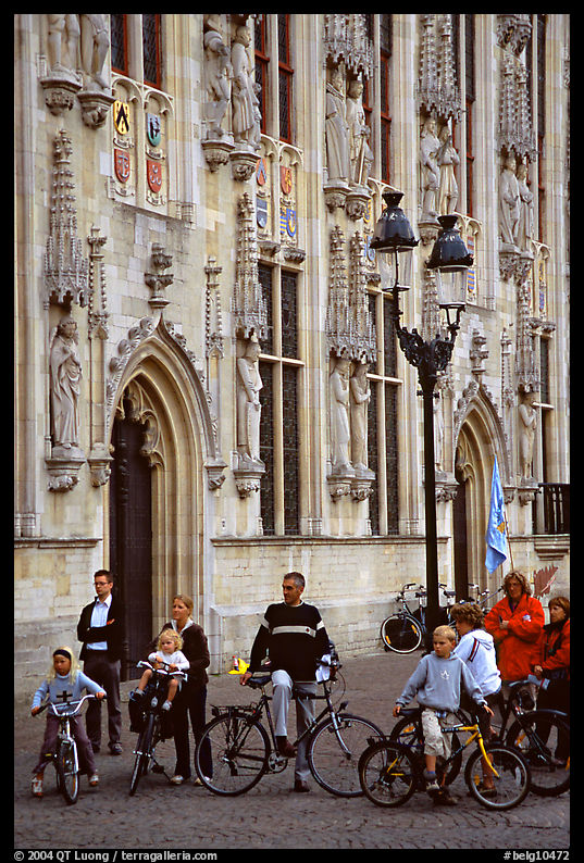 People standing on the Burg, in front of the Stadhuis. Bruges, Belgium