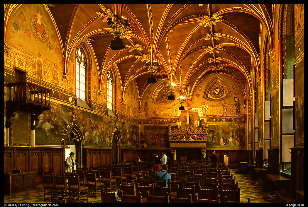 Gothic Hall of the town hall. Bruges, Belgium