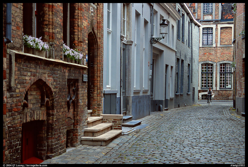 Coblestone street. Bruges, Belgium