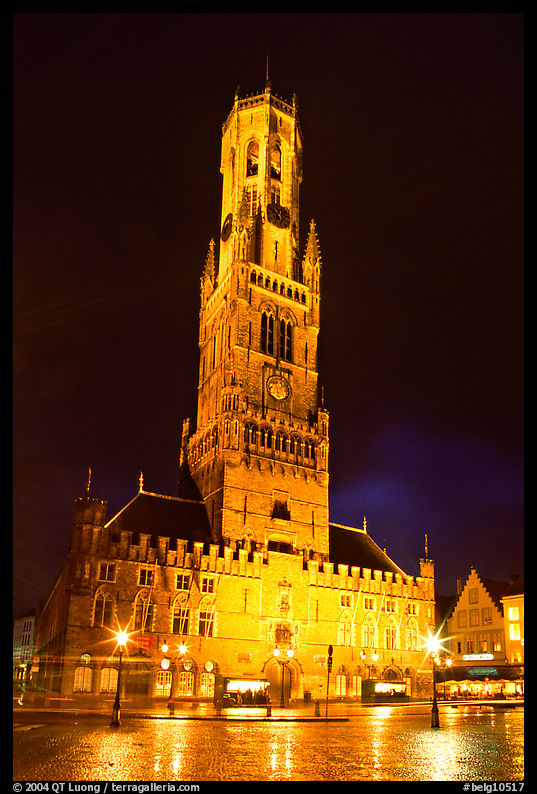 Beffroi at night. Bruges, Belgium