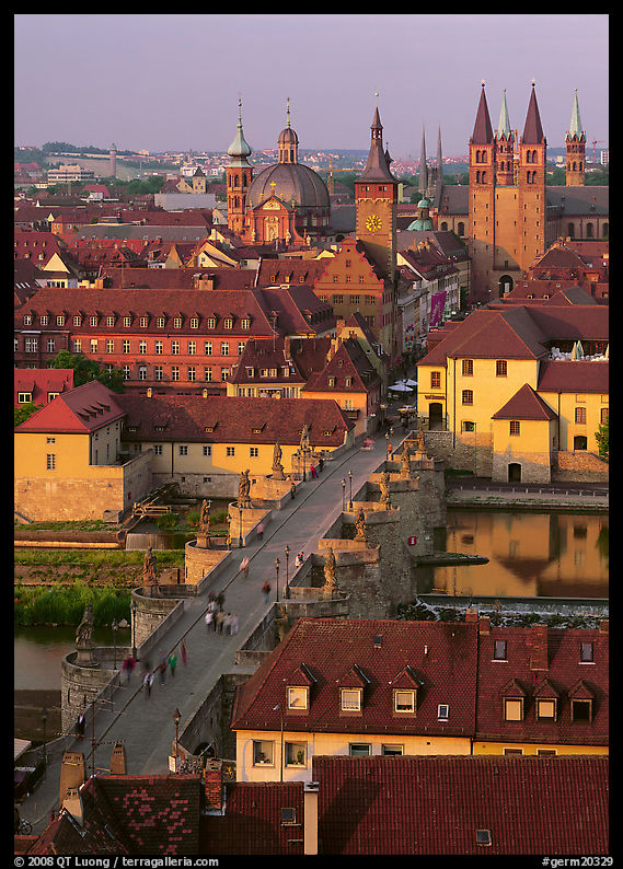 Alte Mainbrucke and Neumunsterkirche. Wurzburg, Bavaria, Germany