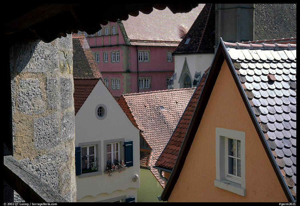 Rooftops seen from the Ramparts. Rothenburg ob der Tauber, Bavaria, Germany