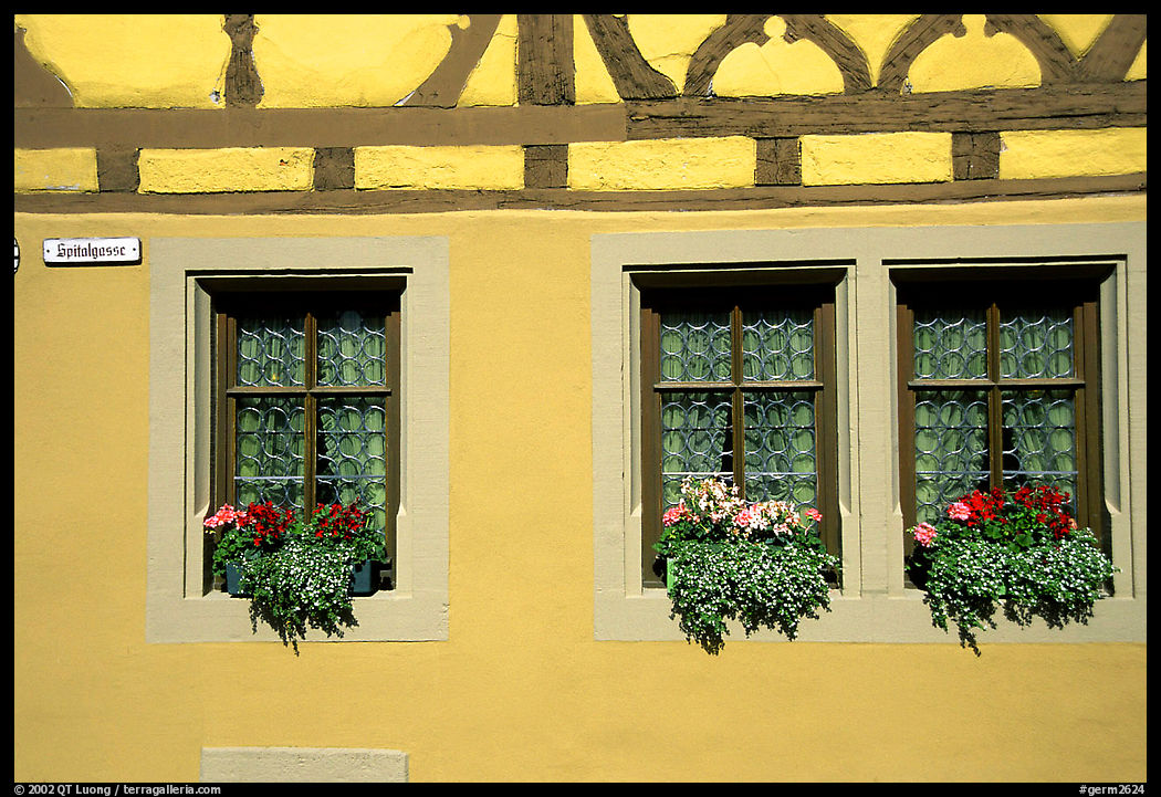 Detail of half-timbered house. Rothenburg ob der Tauber, Bavaria, Germany