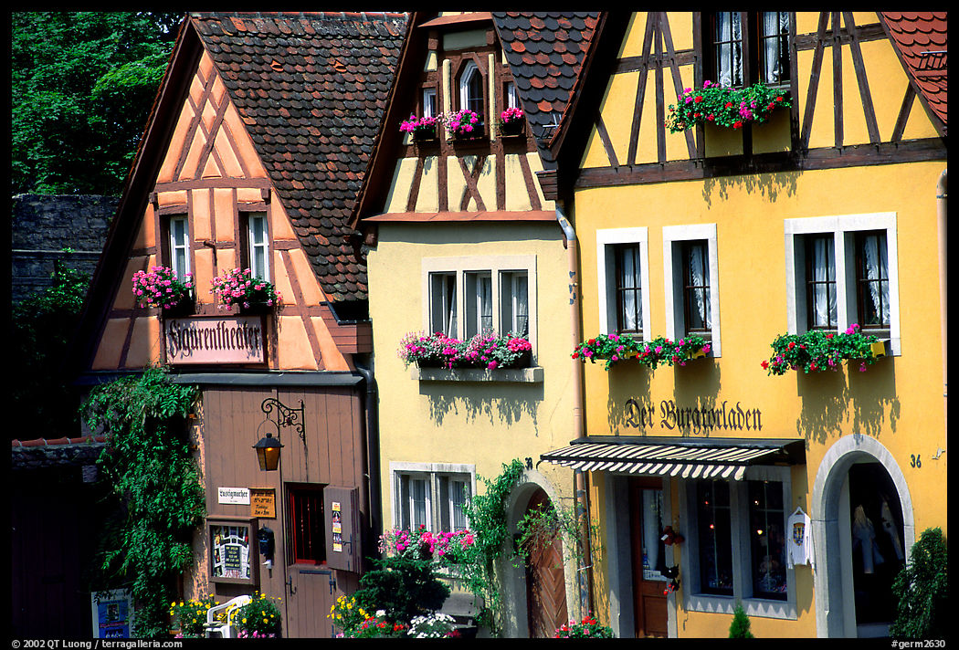 Row of colorful houses. Rothenburg ob der Tauber, Bavaria, Germany