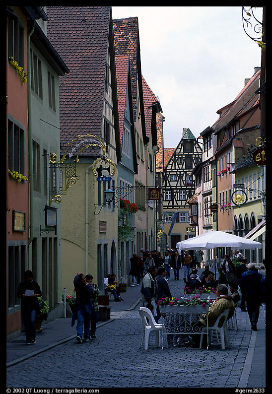 Lively street. Rothenburg ob der Tauber, Bavaria, Germany
