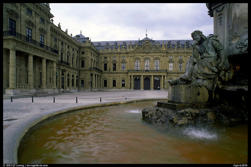 Fountain in front of the Residenz. Wurzburg, Bavaria, Germany