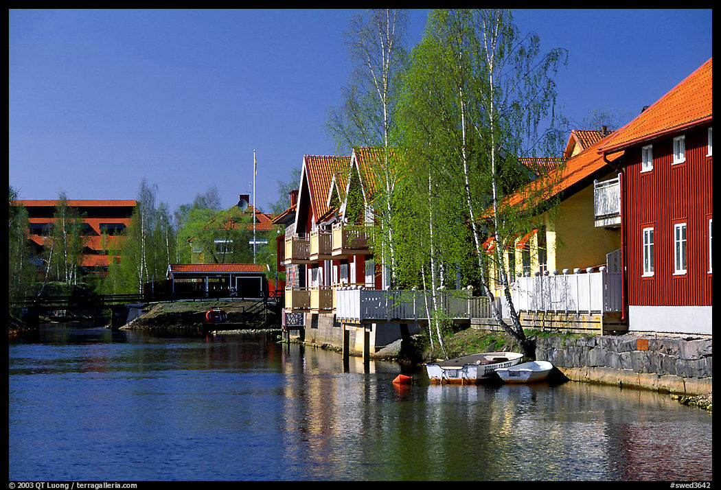 Riverside houses in Fallun. Central Sweden