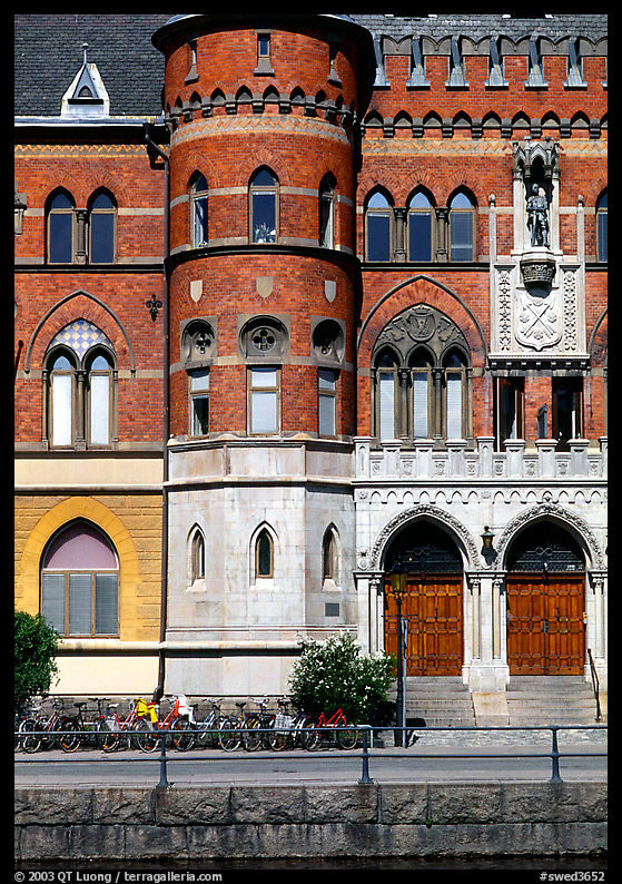 Tower on a building facade. Gotaland, Sweden