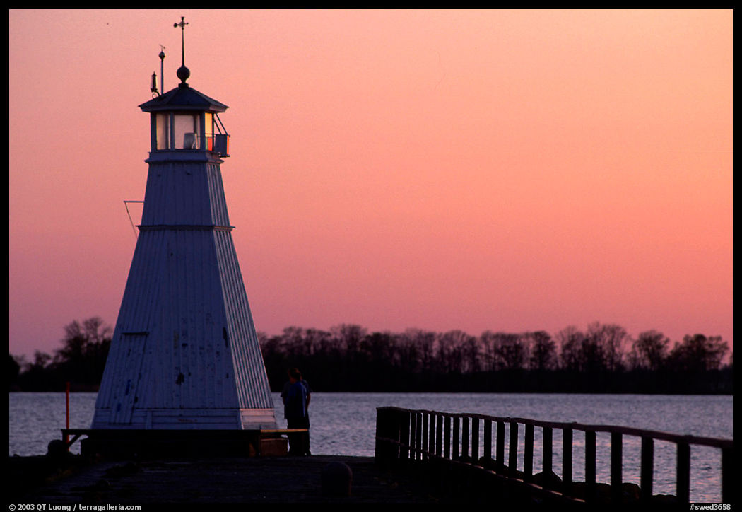 Lighthouse on Vattern Lake, Vadstena. Gotaland, Sweden