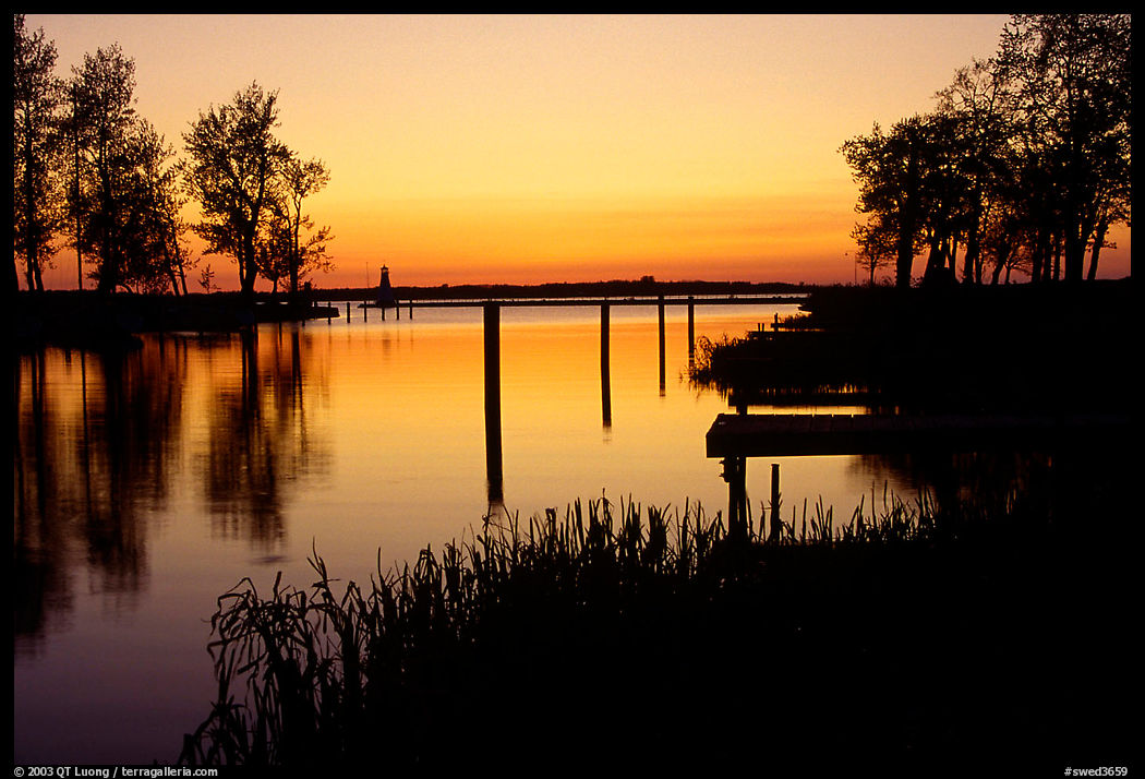 Vattern Lake at sunset, Vadstena. Gotaland, Sweden
