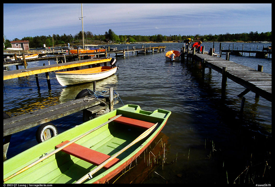 Boats and pier. Gotaland, Sweden