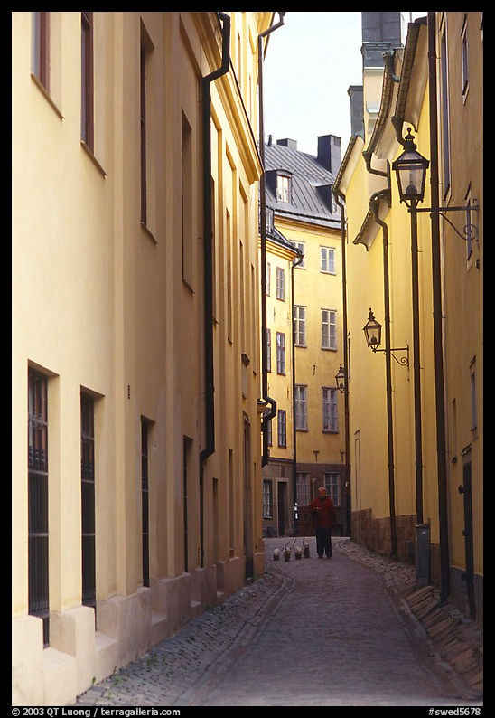 Narrow street of Gamla Stan. Stockholm, Sweden