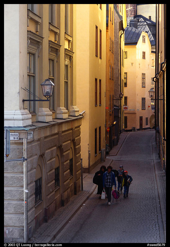 Narrow street of Gamla Stan. Stockholm, Sweden