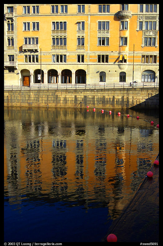 Reflexions of buildings on Riddarfjarden. Stockholm, Sweden