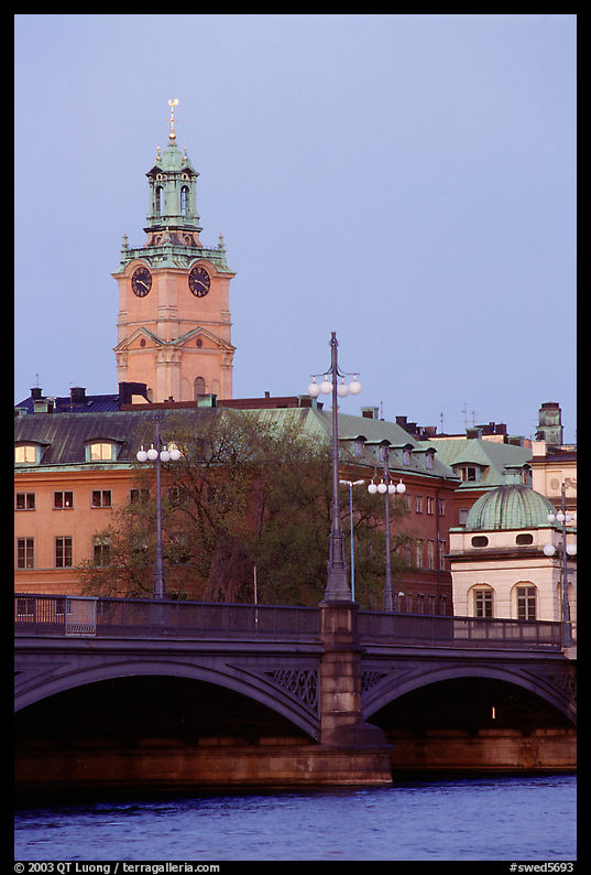 Bridge and church in Gamla Stan. Stockholm, Sweden