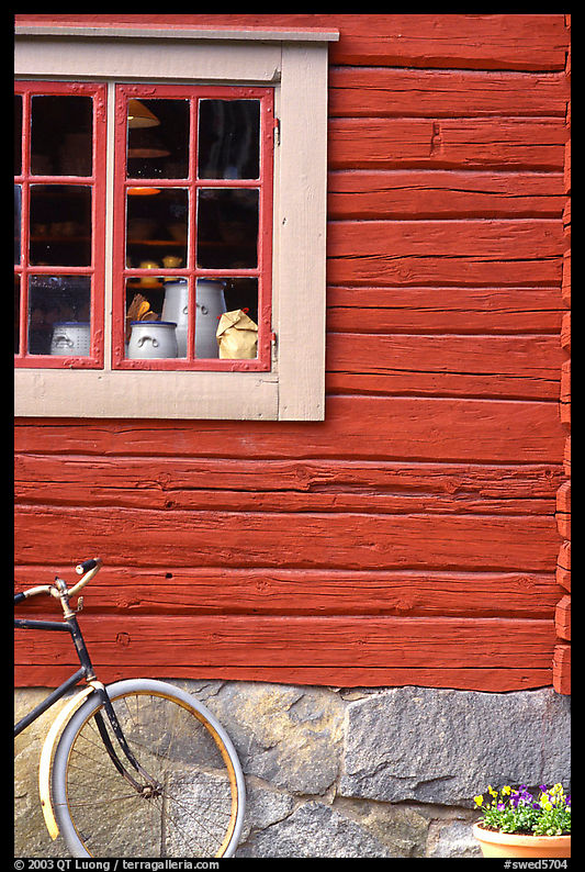 Bicycle and window. Stockholm, Sweden