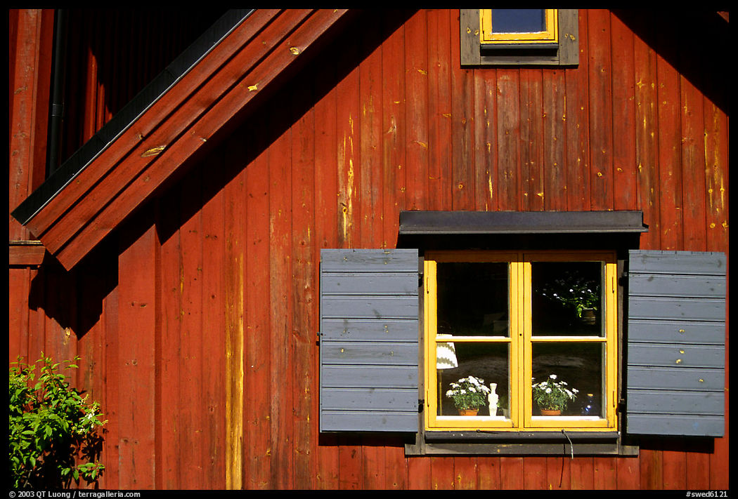 Detail of a red house. Stockholm, Sweden