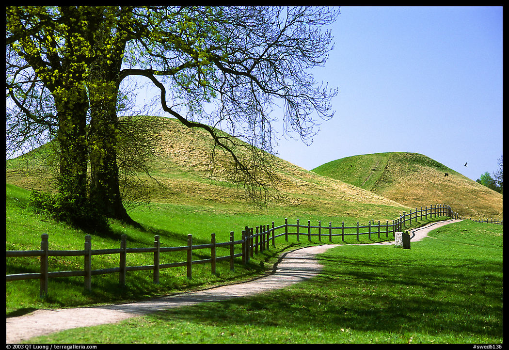 The three great grave mounds at Gamla Uppsala, said to be the howes of legendary pre-Vikings kings. Uppland, Sweden