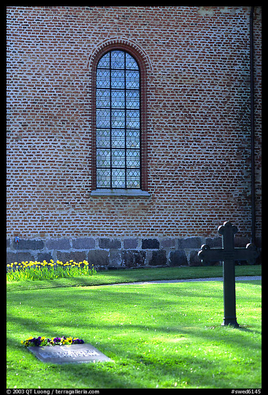 Graves in abbey grounds, Vadstena. Gotaland, Sweden
