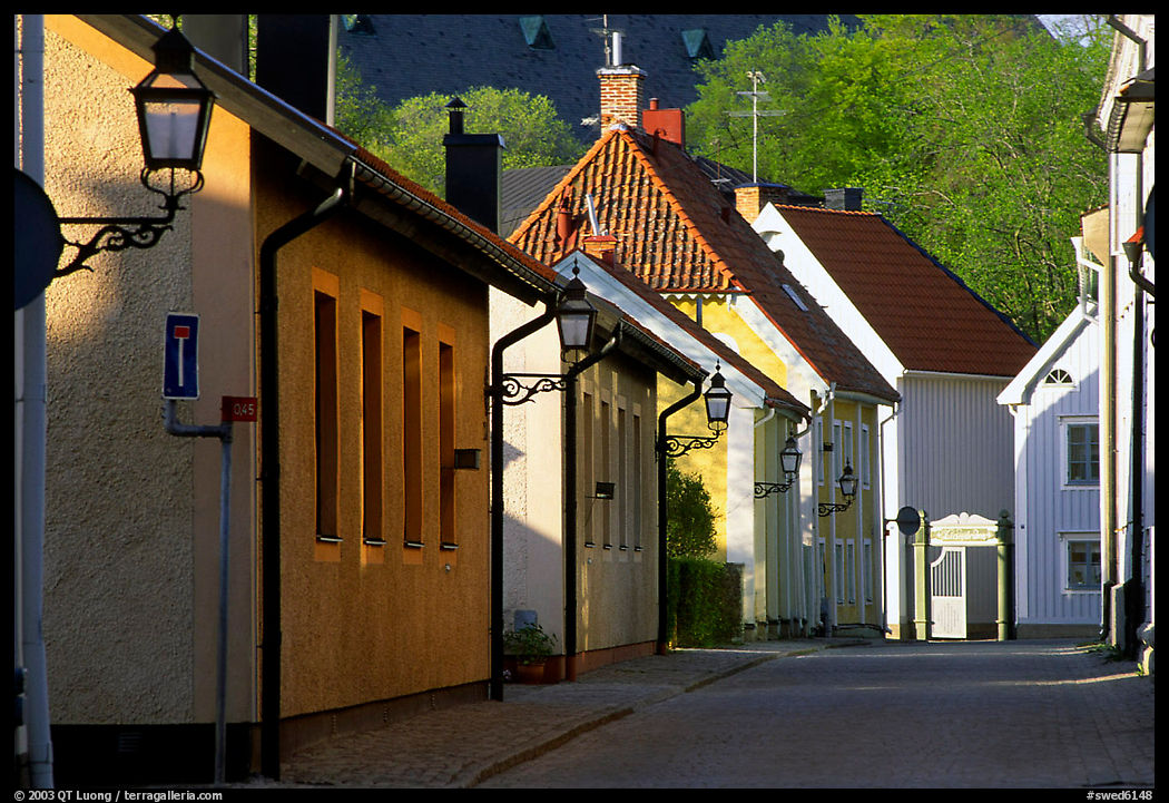 Streets in old town, Vadstena. Gotaland, Sweden