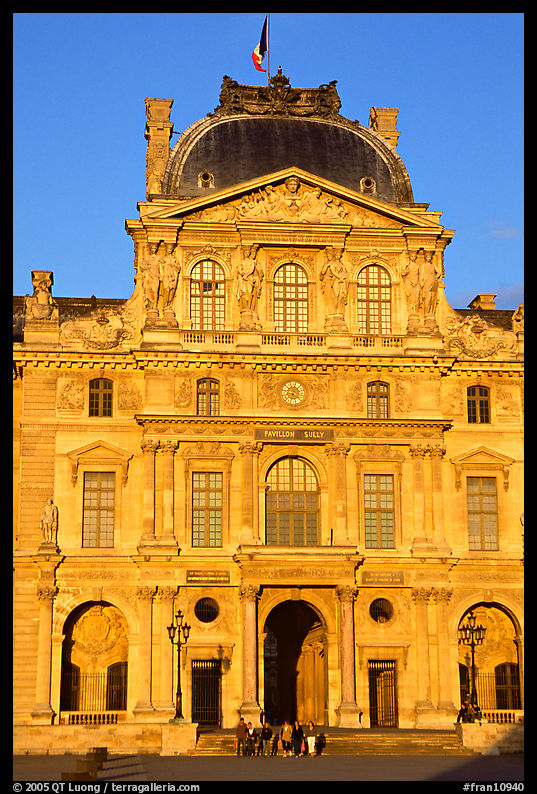 Pavilion in the Sully Wing of the Louvre at sunset. Paris, France