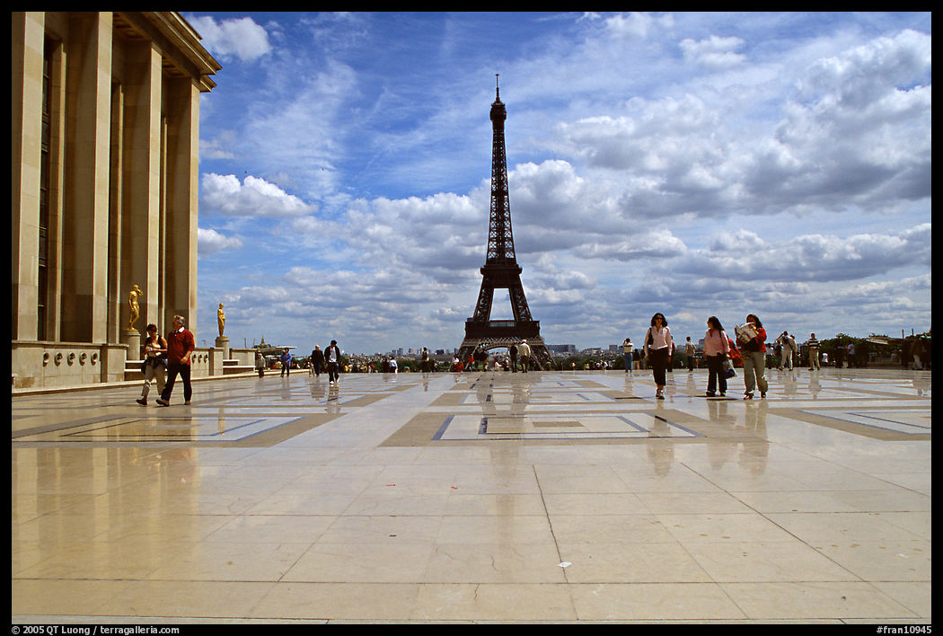 Parvis de Chaillot and Tour Eiffel. Paris, France