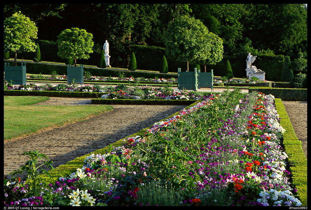 Flowers in formal gardens of the palace. France