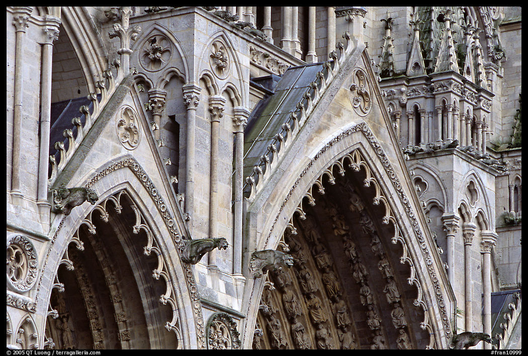 Detail of Cathedral facade, Amiens. France