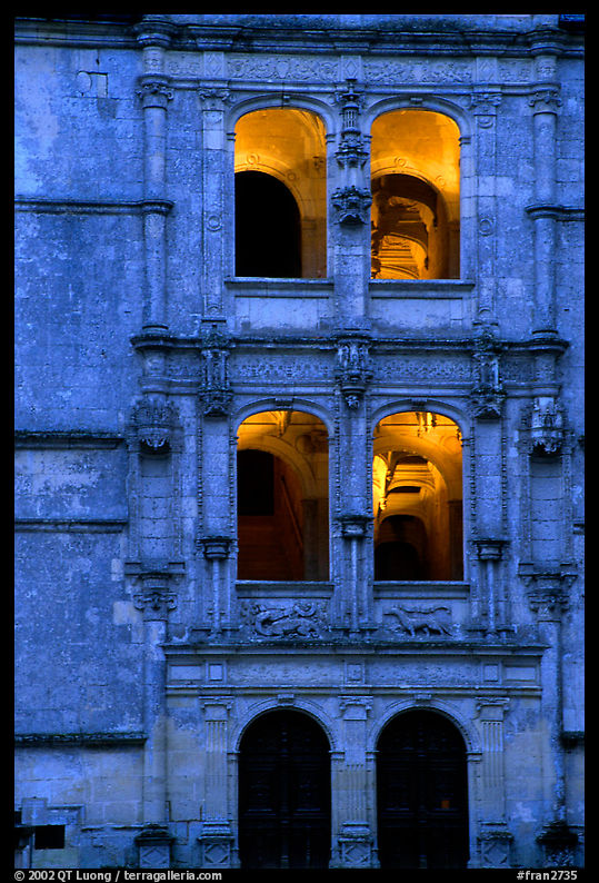 Staircase detail of Azay-le-rideau chateau. Loire Valley, France