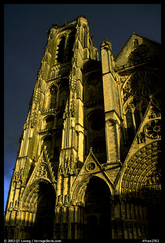 Front of the Saint-Etienne Cathedral before a storm. Bourges, Berry, France