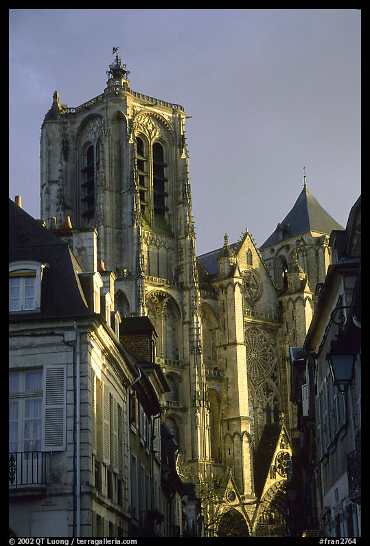 Town houses and Cathedral. Bourges, Berry, France