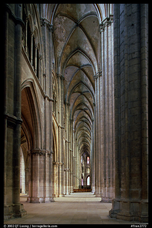 Side  aisle inside the Saint-Etienne Cathedral. Bourges, Berry, France