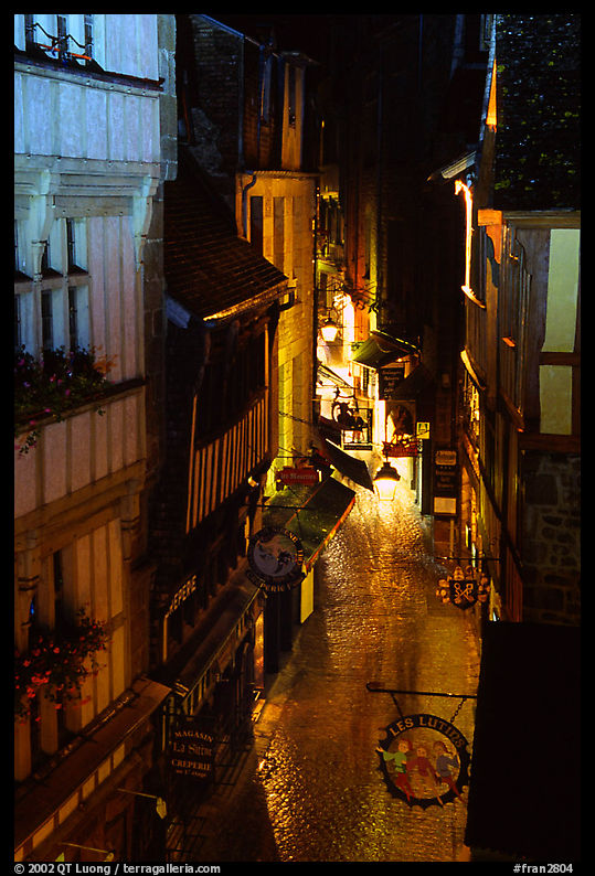 Medieval street. Mont Saint-Michel, Brittany, France