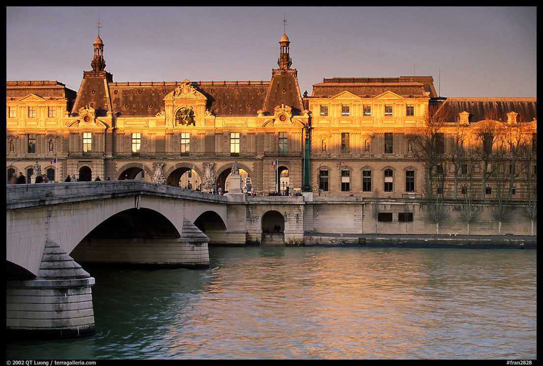 Louvre and Pont Royal at sunset. Paris, France