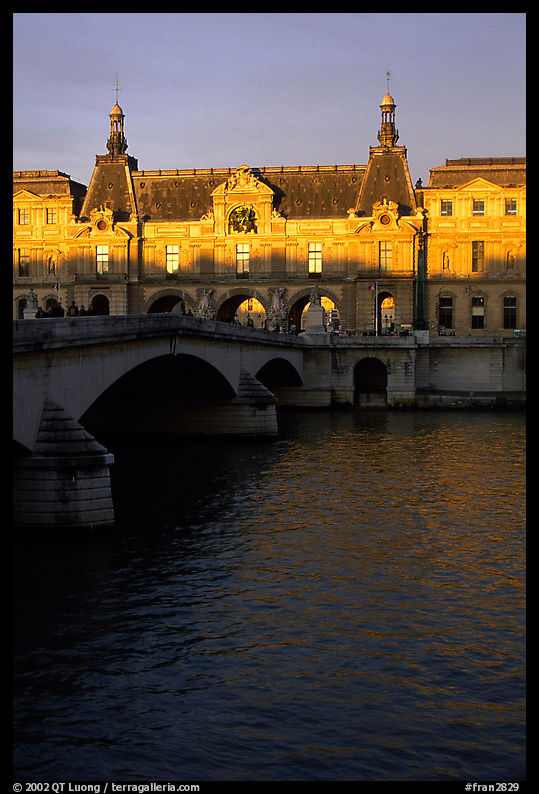 Louvre and Pont Royal at sunset. Paris, France