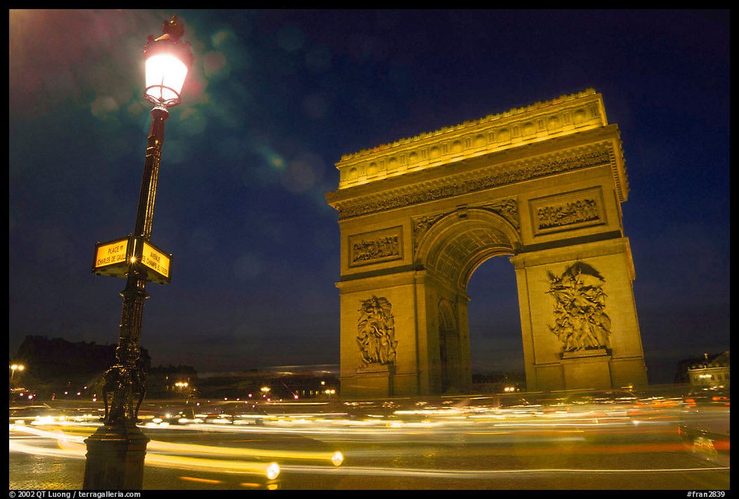 Arc de Triomphe and Place de l'Etoile at night. Paris, France