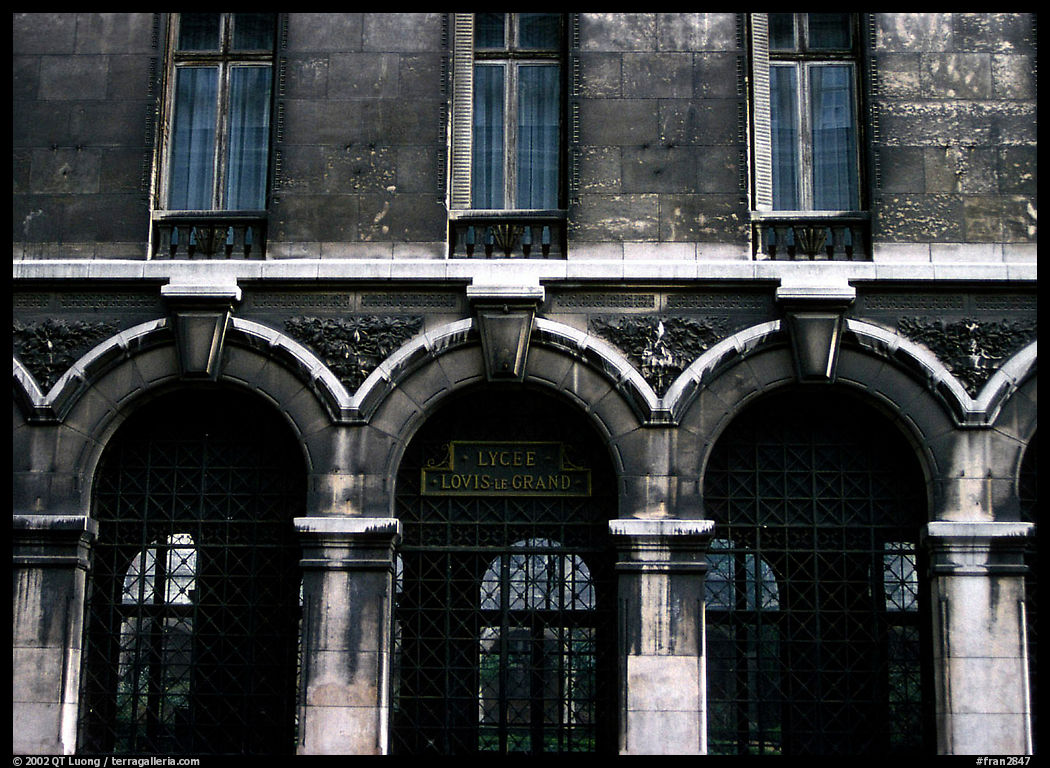 Facade of Lycee Louis-le-Grand, the most prestigious of the French high schools. Paris, France
