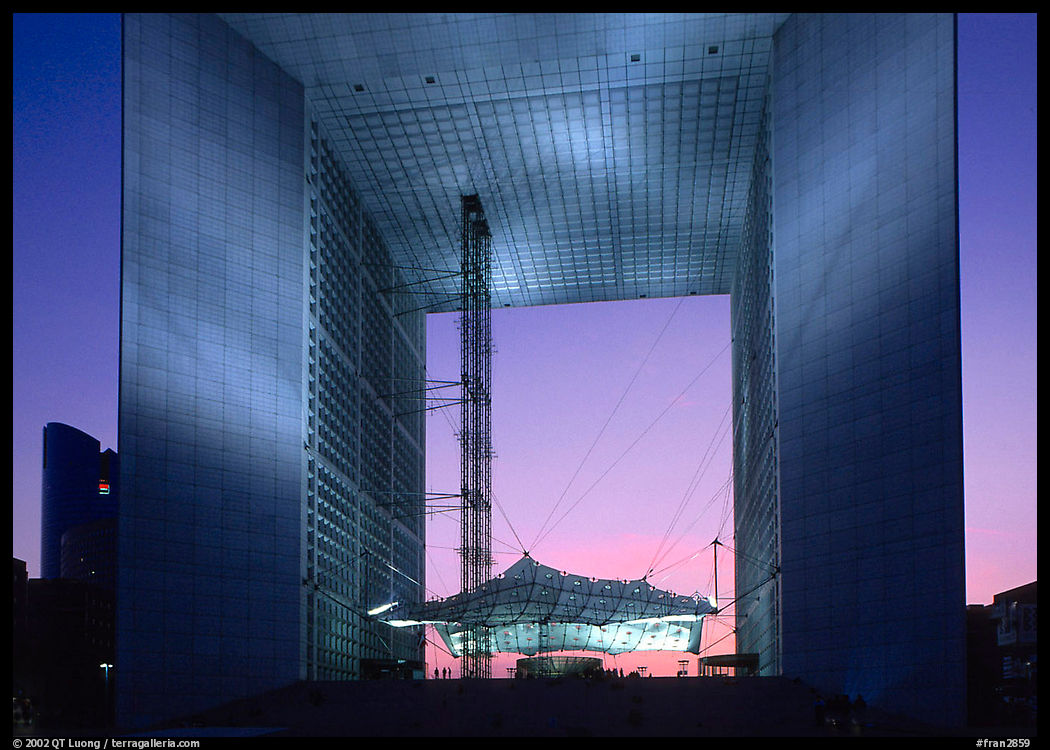 Grande Arche de la Defense at dusk. France