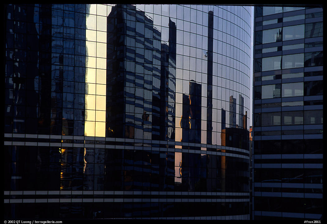 Reflexions in modern office buildings, La Defense. France