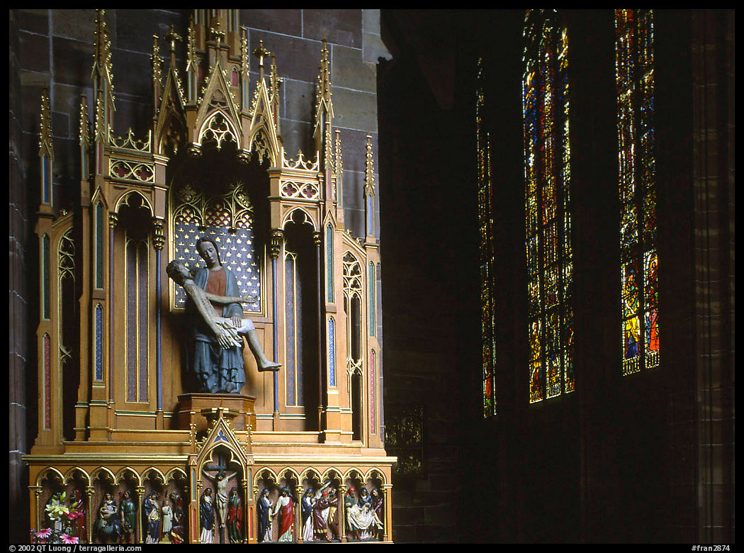 Inside the Notre Dame cathedral. Strasbourg, Alsace, France